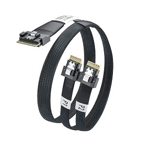 SlimSAS 8i SFF-8654 to 2x SlimSAS 4i SFF-8654 Cable - 1M